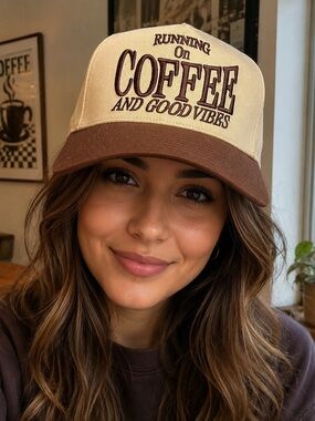 Running on Coffee and Good Vibes Trucker Hat